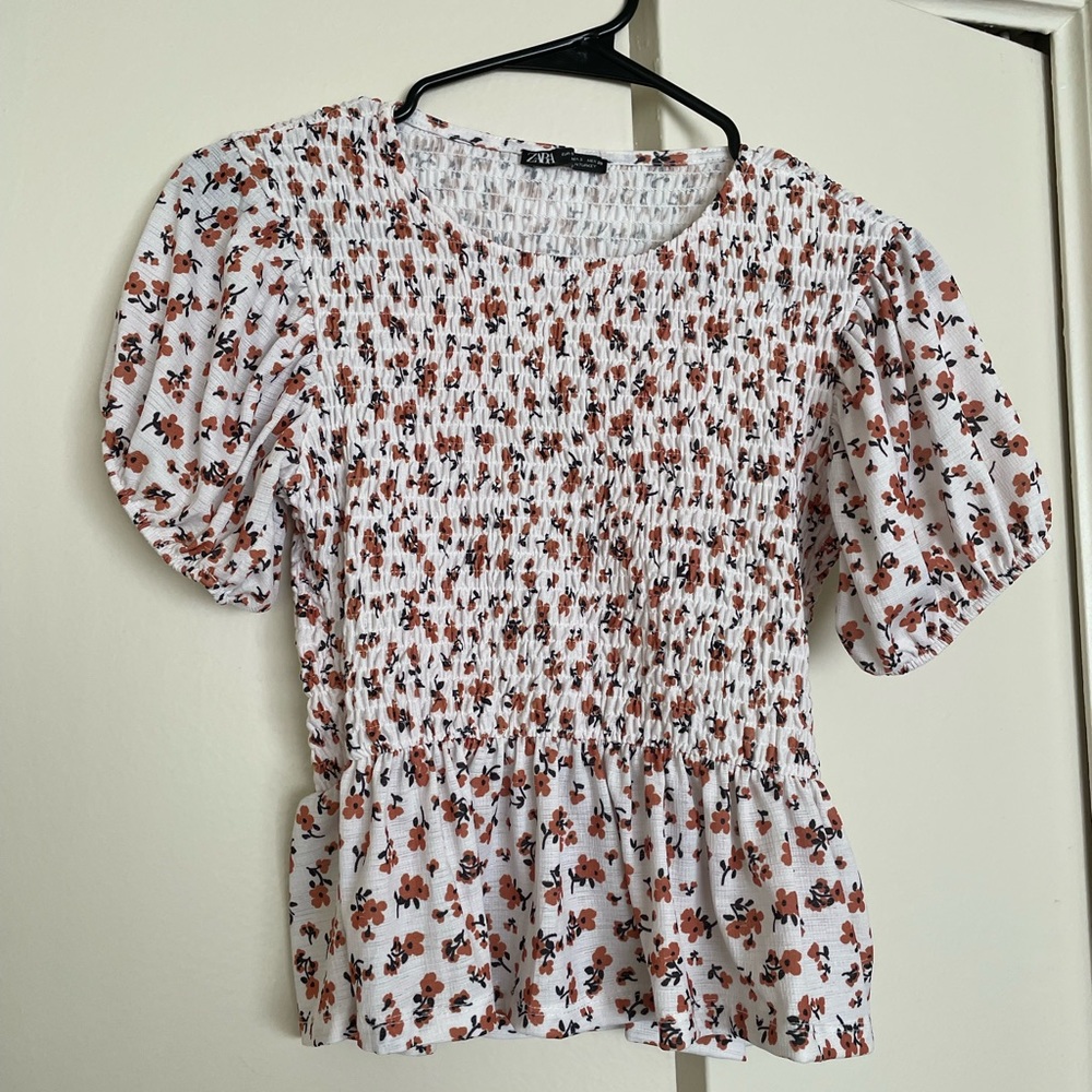 ZARA puff sleeve babydoll top Size Small